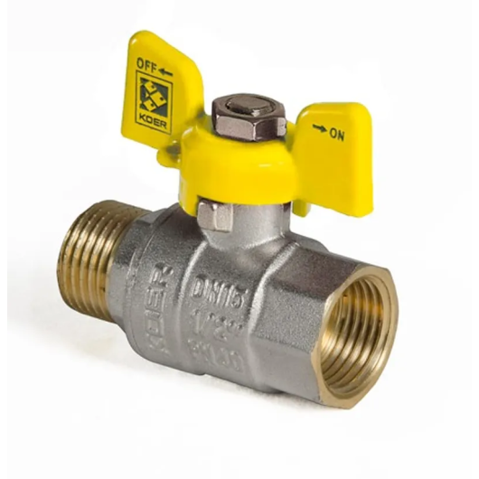 Кран шаровой KOER KR.218.G - 1/2" FM ГШМ YELLOW, ручка "бабочка" желтая (KR0036) купить в САНН Одесса, изображение 4