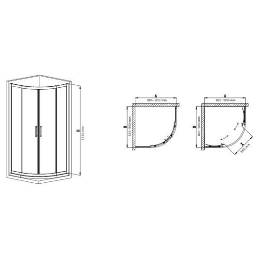 Душевая кабина без поддона MIXXUS PREMIUM DIVERSE SC01-90x90x195-TR BLACK прозрачное стекло 5мм (MI6860) купить в САНН Одесса, изображение 3