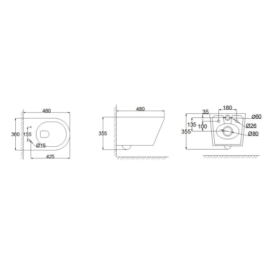 Унитаз подвесной MIXXUS BEVEL-0305-T3 480x360x340mm система смыва TORNADO 3.0 (MI8425) купить в САНН Одесса