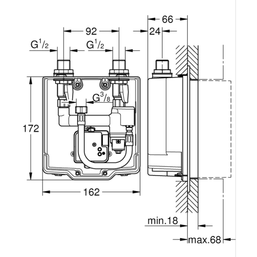 Скрытый монтажный блок Grohe Eurosmart Cosmopolitan E (36336001) купить в САНН Одесса