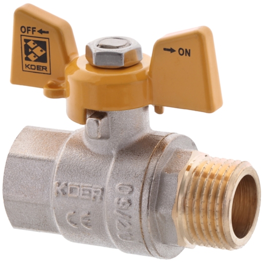 Кран шаровой KOER KR.218.G - 1/2" FM ГШМ YELLOW, ручка "бабочка" желтая (KR0036) купить в САНН Одесса, изображение 3