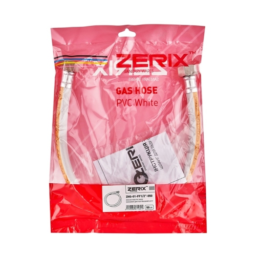 Шланг для газа ZERIX ZHG-01-FF1/2"-050 ПВХ белый 1/2"ГГ 50 см (ZX6156) купить в САНН Одесса
