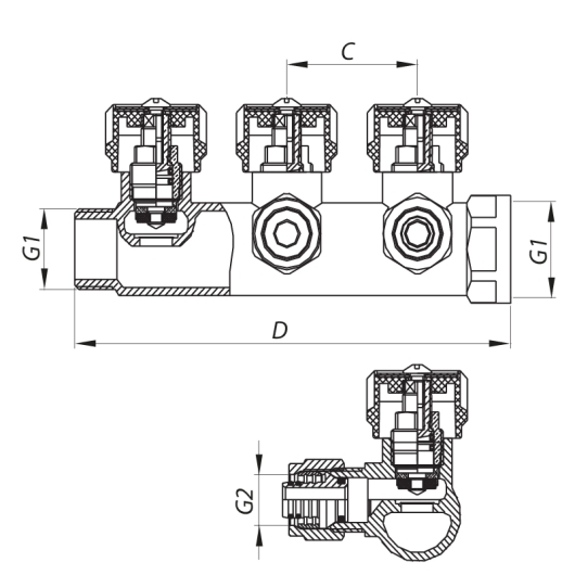 Коллектор теплого пола Koer KR.1121-4 3/4”x4 ways (KR2652) купить в САНН Одесса