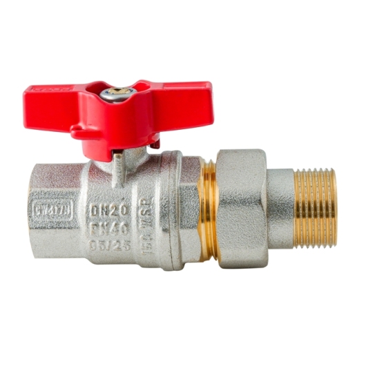 Кран с американкой KOER EXTREME KE.227-20 - 3/4" ручка "бабочка" красная (KR5766) купить в САНН Одесса, изображение 3