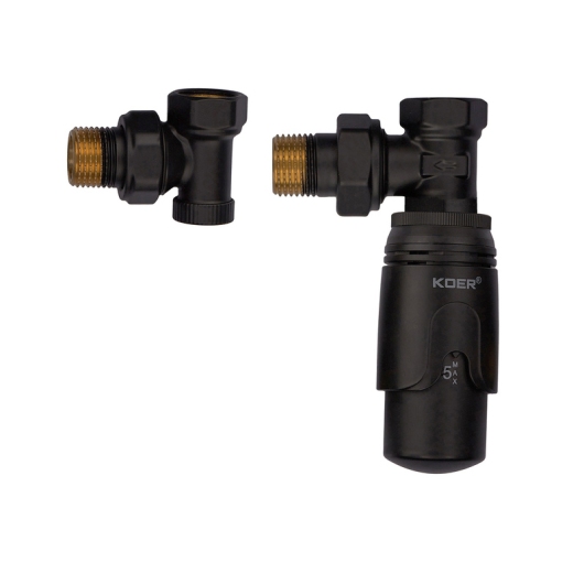 Комплект для подключения радиатора Koer SET-24.Black - 1/2'' угловой с термоголовкой (KR5283) купить в САНН Одесса, изображение 3