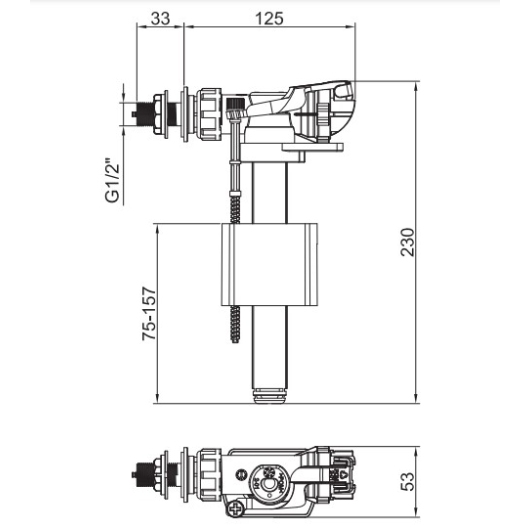 Арматура наполнительная KOER KT-0105-1/2" с боковым подключением и латунной резьбой 1/2" (KR5610) купить в САНН Одесса, изображение 2