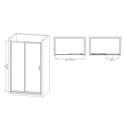 Дверь в нишу раздвижная MIXXUS PREMIUM DIVERSE SD01-100x185-TR CHROME прозрачное стекло 5мм (MI7165) купить в САНН Одесса, изображение 2