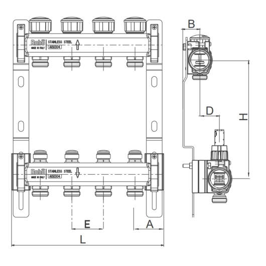 Коллектор с термостатическими и запорными клапанами Roho R805-03 - 1"х 3 вых. (RO0057) купить в САНН Одесса