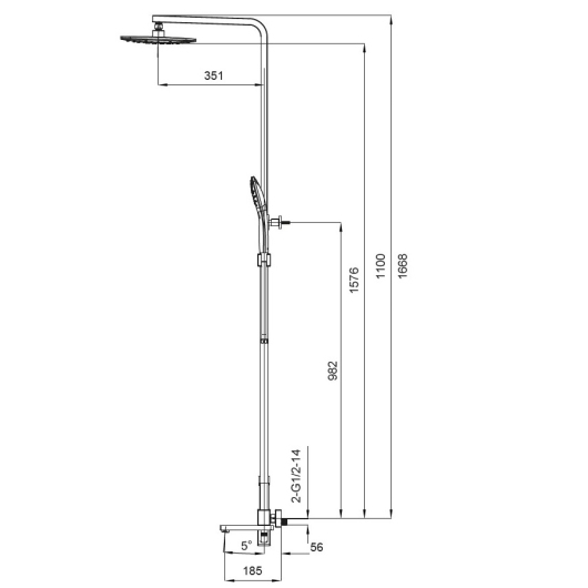 Душевая колонна со смесителем KOER KB-56009-01, 3 функции (Цвет хром) (KR3506) купить в САНН Одесса, изображение 2