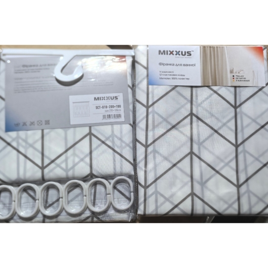 Шторка для ванной MIXXUS SCT-010-200x180 из полиэстера (Узор "Зигзаг" белый) (AC3580) купить в САНН Одесса, изображение 3
