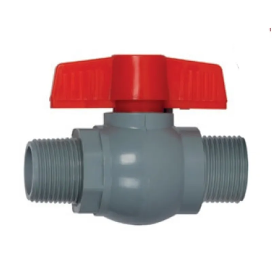 Кран шаровой PLAMIX PVN-1/2" MM PVC, ручка "бабочка" (grey+red) (PM0704) купить в САНН Одесса