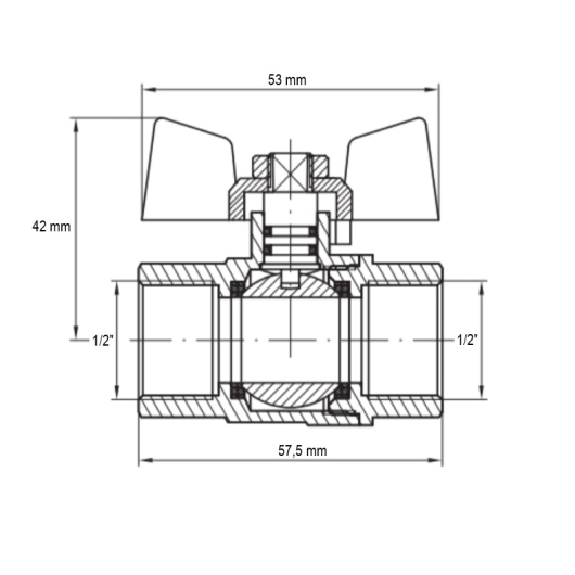 Кран шаровый Koer KG.207 - 1/2" FF ГГБ (газ) (KR4958) купить в САНН Одесса, изображение 2