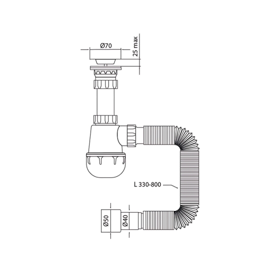 Сифон для кухни MIXXUS SK-01-A 1 1/2"x40 с литым выпуском 40*40/50 (MI8190) купить в САНН Одесса