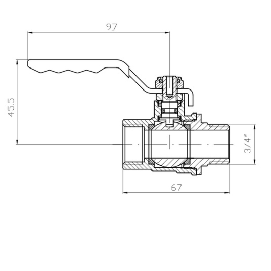 Кран шаровой ГШВ KOER EXTREME KE.215-20 - 3/4" FM ручка "рычаг" красная (KR5751) купить в САНН Одесса, изображение 3