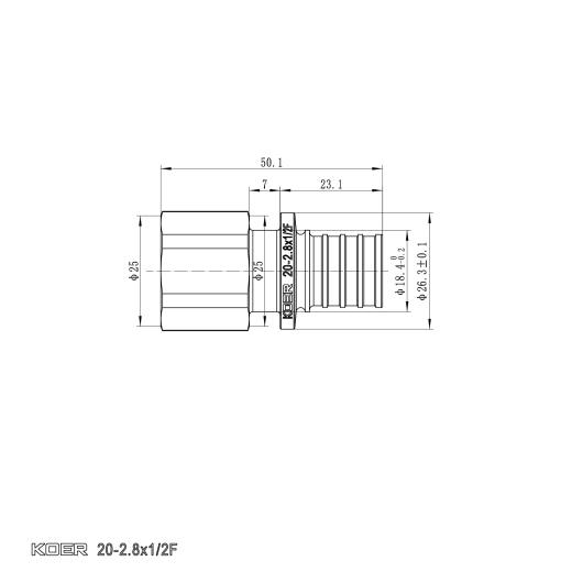 Переходник с ВР Koer KA.A06F-20 - 20(2.8mm) x 1/2"F (KR4863) купить в САНН Одесса