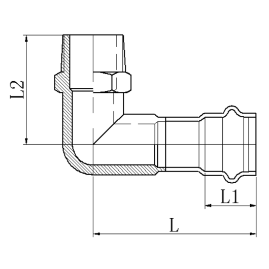 Колено 90° НР KOER KQ.L2810M PRESS-INOX AISI 304 28x1" (KR6419) купить в САНН Одесса