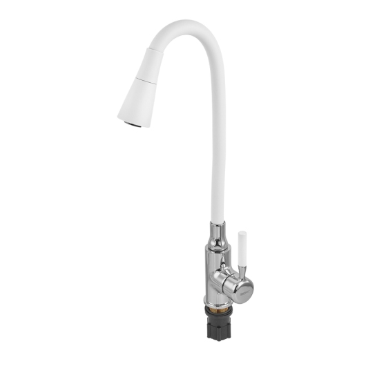 Смеситель для кухни ZERIX ATRIUM-011-T REFL.WHITE (Цвет хром+силиконовый излив белый) (ZX4719) купить в САНН Одесса, изображение 2