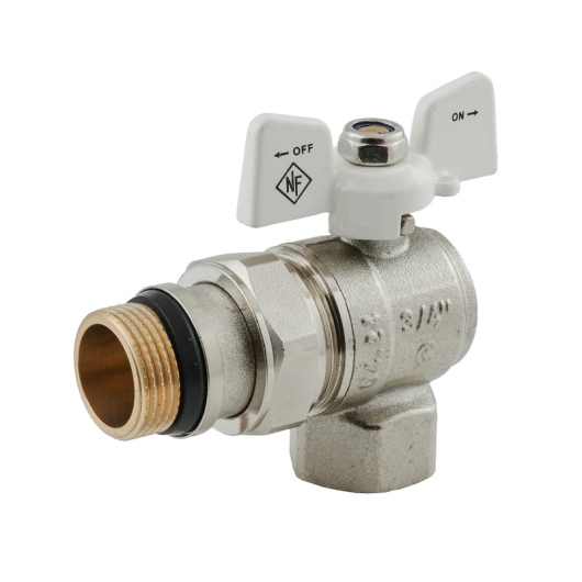 Кран шаровой с американкой Nolf classic NFC.983-08-3/4" FM ГШБ WHITE угловой "антипротечка" (NF3163) купить в САНН Одесса