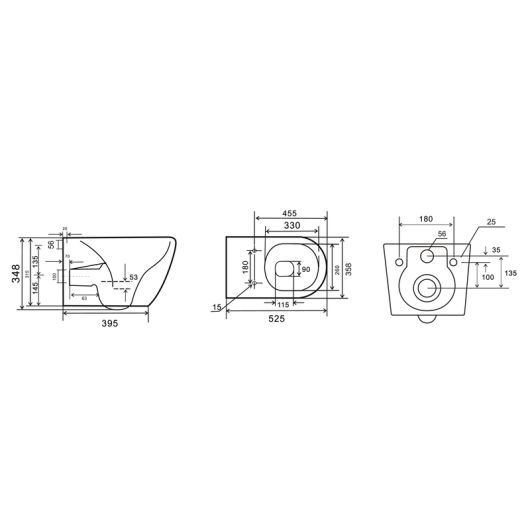 Унитаз подвесной MIXXUS PREMIUM ELLIPSE-0309-T1 GRAY 530x360x350mm система смыва TORNADO 1.0 (MP6655) купить в САНН Одесса