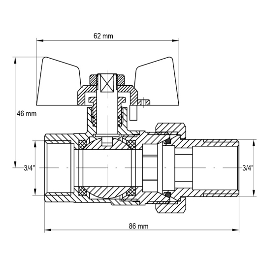 Кран с американкой 3/4" (Koer KR.227) (KR0017) купить в САНН Одесса, изображение 2