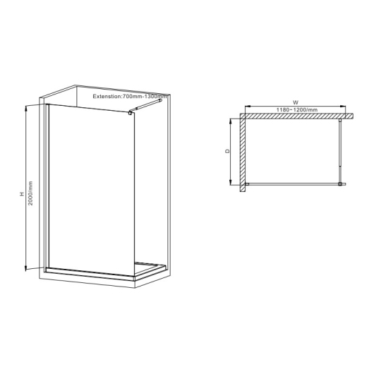 Душевая перегородка Walk-In MIXXUS PREMIUM FLAT SP02-120x200-TR BLACK прозрачное стекло 8мм (MI6857) купить в САНН Одесса, изображение 3