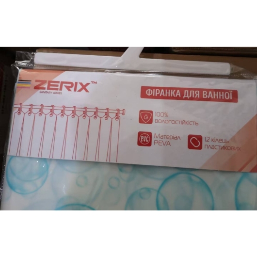 Шторка для ванной ZERIX SCP-003-180x180 из PEVA (полиэтиленвинилацетата) (Узор "Капли") (ZX5002) купить в САНН Одесса, изображение 3