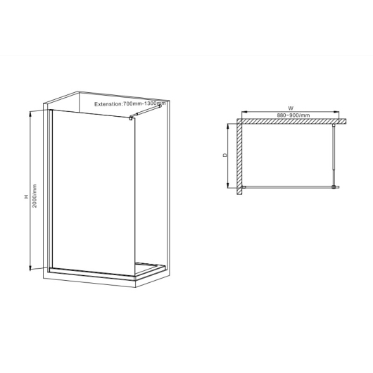 Душевая перегородка Walk-In MIXXUS PREMIUM FLAT SP02-90x200-TR BLACK прозрачное стекло 8мм (MI6855) купить в САНН Одесса