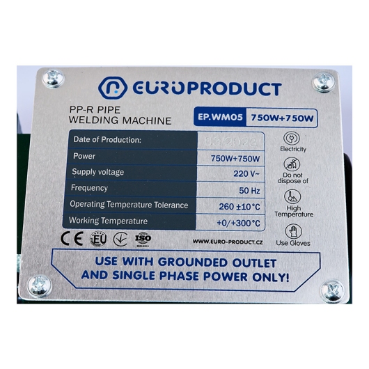 Паяльник Europroduct EP.WM05 для PPR труб (плоские насадки) 20/40mm (EP6095) купить в САНН Одесса