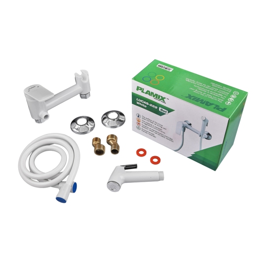 Смеситель для гигиенического душа PLAMIX LUCAS-222 SET WHITE (со шлангом и лейкой) (Цвет белый) (PM6104) купить в САНН Одесса, изображение 3