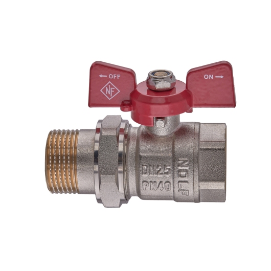 Кран с американкой Nolf classic NFC.921-10-1" FM ГШБ, ручка "бабочка" красная (NF3152) купить в САНН Одесса, изображение 2