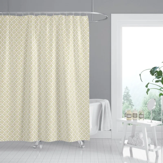Шторка для ванной MIXXUS SCT-001-180x180 из полиэстера со встроенными кольцами (Узор бежевый) (AC0650) купить в САНН Одесса