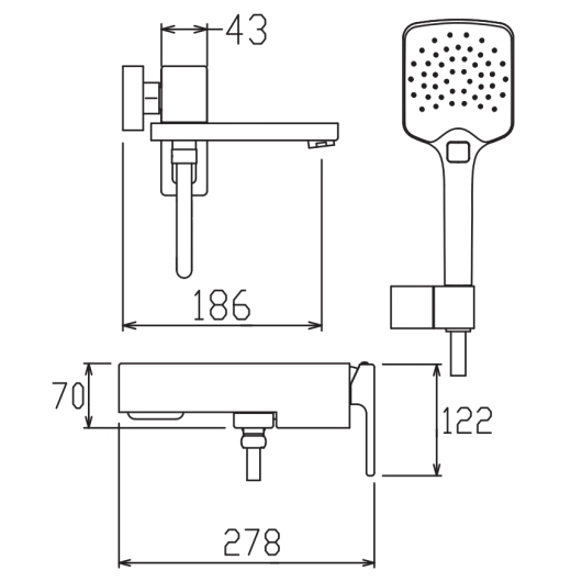 Смеситель для ванны с коротким изливом KOER KB-41039-01 (Цвет хром) (KR5996) купить в САНН Одесса, изображение 3