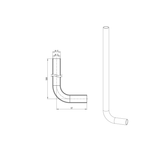 Трубка Г-образная для подсоединения радиатора Koer KA.D16-500 - 16(2.2mm) x 15-500mm (KR4904) купить в САНН Одесса, изображение 2