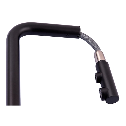Смеситель кухонный на две воды Zerix LUX-024 Black с выдвижной лейкой (нерж. сталь) (ZX5556) купить в САНН Одесса