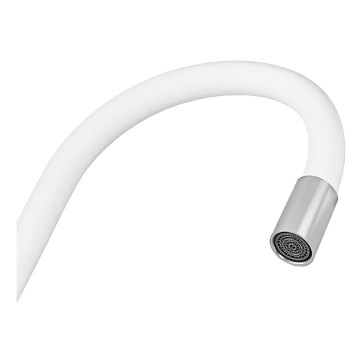 Смеситель для кухни ZERIX REX-011 CHROME REFL.WHITE из нерж. стали (Цвет хром+силиконовый излив белый) (ZX6129) купить в САНН Одесса