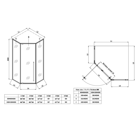 Душевая кабина без поддона KOER SR SC06-90x90x200-TR-07 прозрачное стекло EASY CLEAN 8мм графит (KR5366) купить в САНН Одесса