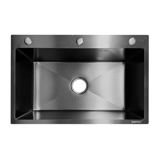Мойка ZERIX ZH6845 DECOR GRAPHITE (3.0/0.8) из нержавеющей стали (цвет графит) (ZX6183) купить в САНН Одесса