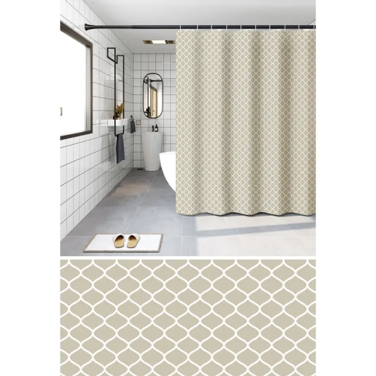 Шторка для ванной ZERIX SCP-014-180x200 из PEVA (полиэтиленвинилацетата) (Узор "Ромбы" бежевый) (ZX6087) купить в САНН Одесса, изображение 4