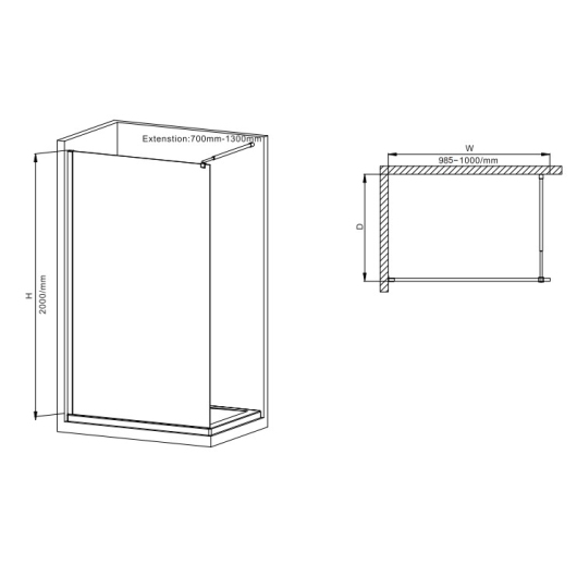 Душевая перегородка Walk-In MIXXUS PREMIUM FLAT SP01-100x200-TR CHROME прозрачное стекло 8мм (MI6851) купить в САНН Одесса