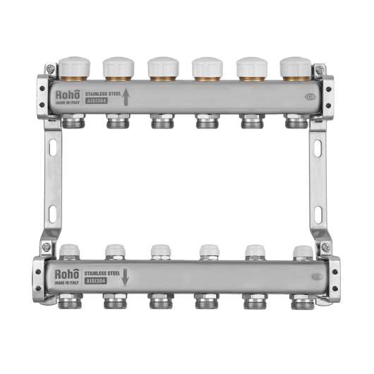 Коллектор с термостатическими и запорными клапанами Roho R805-06M - 1"х 6 вых. (RO1037) купить в САНН Одесса, изображение 3