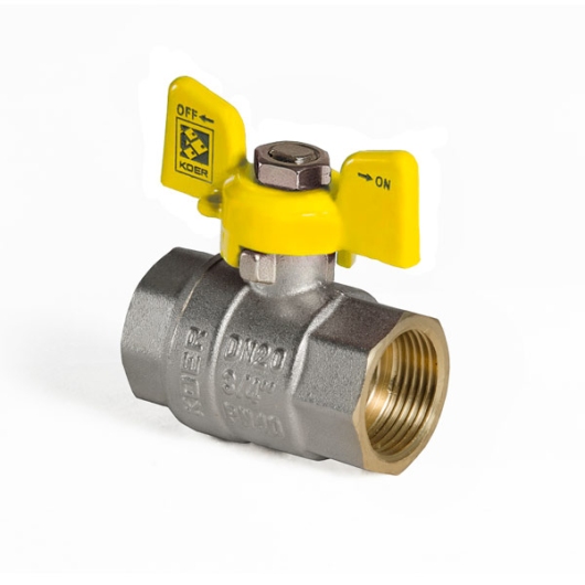 Кран шаровой KOER KR.217.G - 3/4" FF ГГМ YELLOW, ручка "бабочка" желтая (KR0041) купить в САНН Одесса