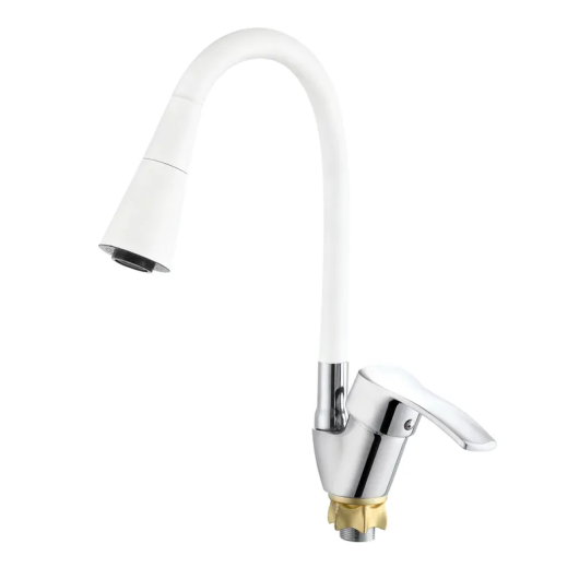 Смеситель для кухни ZERIX YUT 279 REFLECTOR WHITE с силиконовым изливом (цвет излива белый) (ZX5988) купить в САНН Одесса, изображение 2