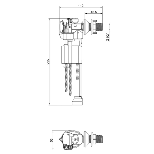 Арматура наполнительная KOER KT-0108-1/2" с боковым подключением и пластиковой резьбой 1/2" (KR5833) купить в САНН Одесса, изображение 4