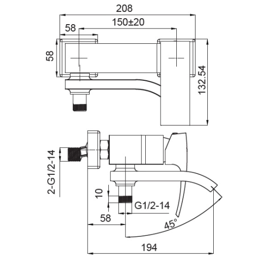 Змішувач для ванни Koer KB-41007-04 з коротким виливом (Колір хром+білий) (KR5157) купить в САНН Одесса