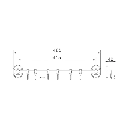 Планка с 6-ю крючками 415 мм Haiba HB1915-6 (HB0726) купить в САНН Одесса