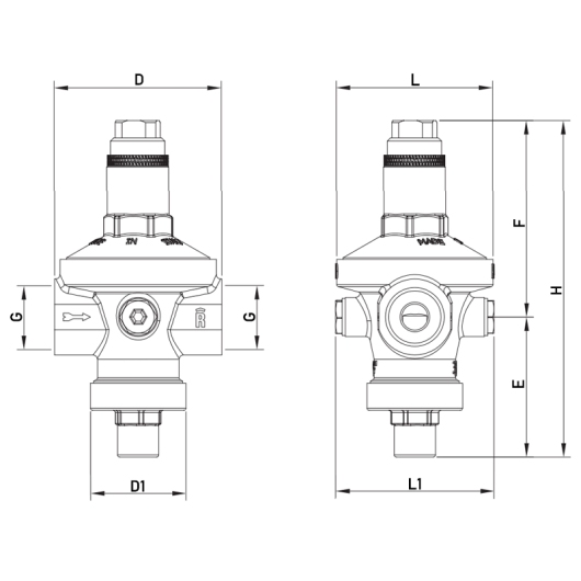 Редуктор давления Roho R1203-050 - 1/2" ВВ, PN16 (1,5-7 бар) мембранный (RO0147) купить в САНН Одесса