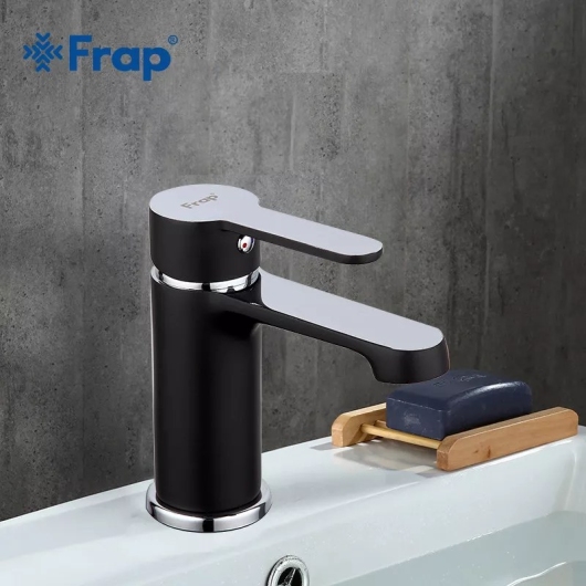 Смеситель для умивальника Frap F1042, черный/хром купить в САНН Одесса, изображение 2