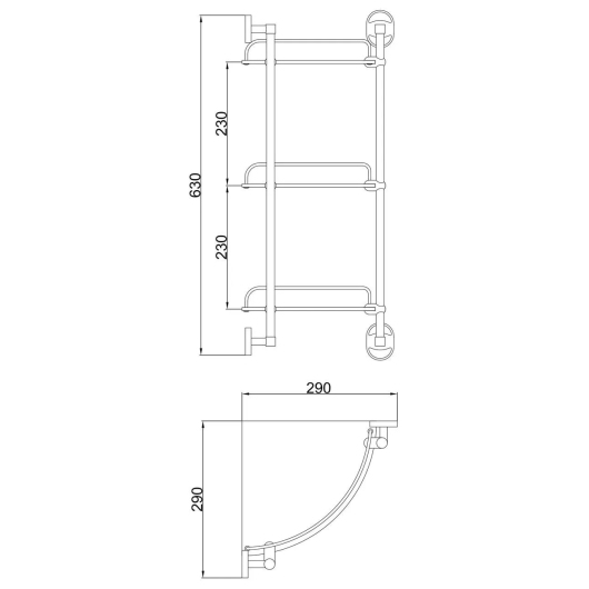 Стеклянная полка кутова Frap F1907-3, 3-х ярусна, 290х290 мм купить в САНН Одесса, изображение 2