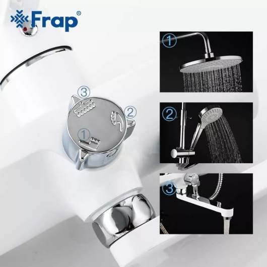 Душевая система Frap F2441 з поворотним виливом, белый/хром купить в САНН Одесса, изображение 4