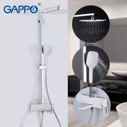 Душевая система GAPPO G2417-8, вилив - перемикач на лійку, белый/хром купить в САНН Одесса, изображение 2